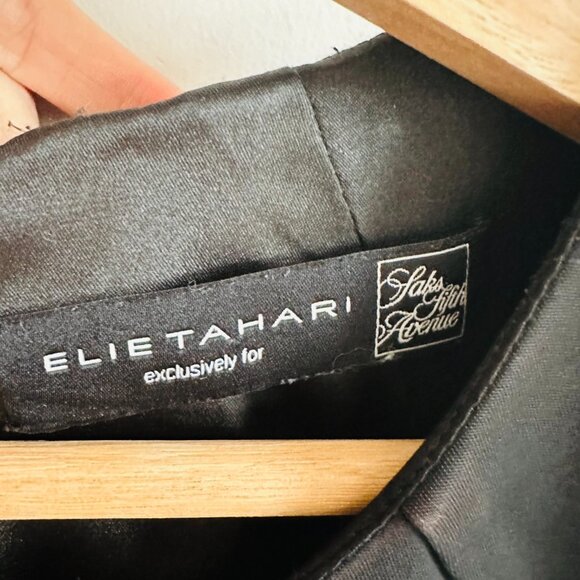 Elie Tahari Saks 5th Avenue Black Cotton Blend Shift Sheath Dress Classic Work - Picture 3 of 10